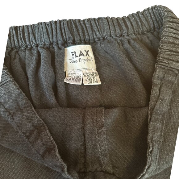 Flax linen black pull on maxi skirt - Picture 4 of 6
